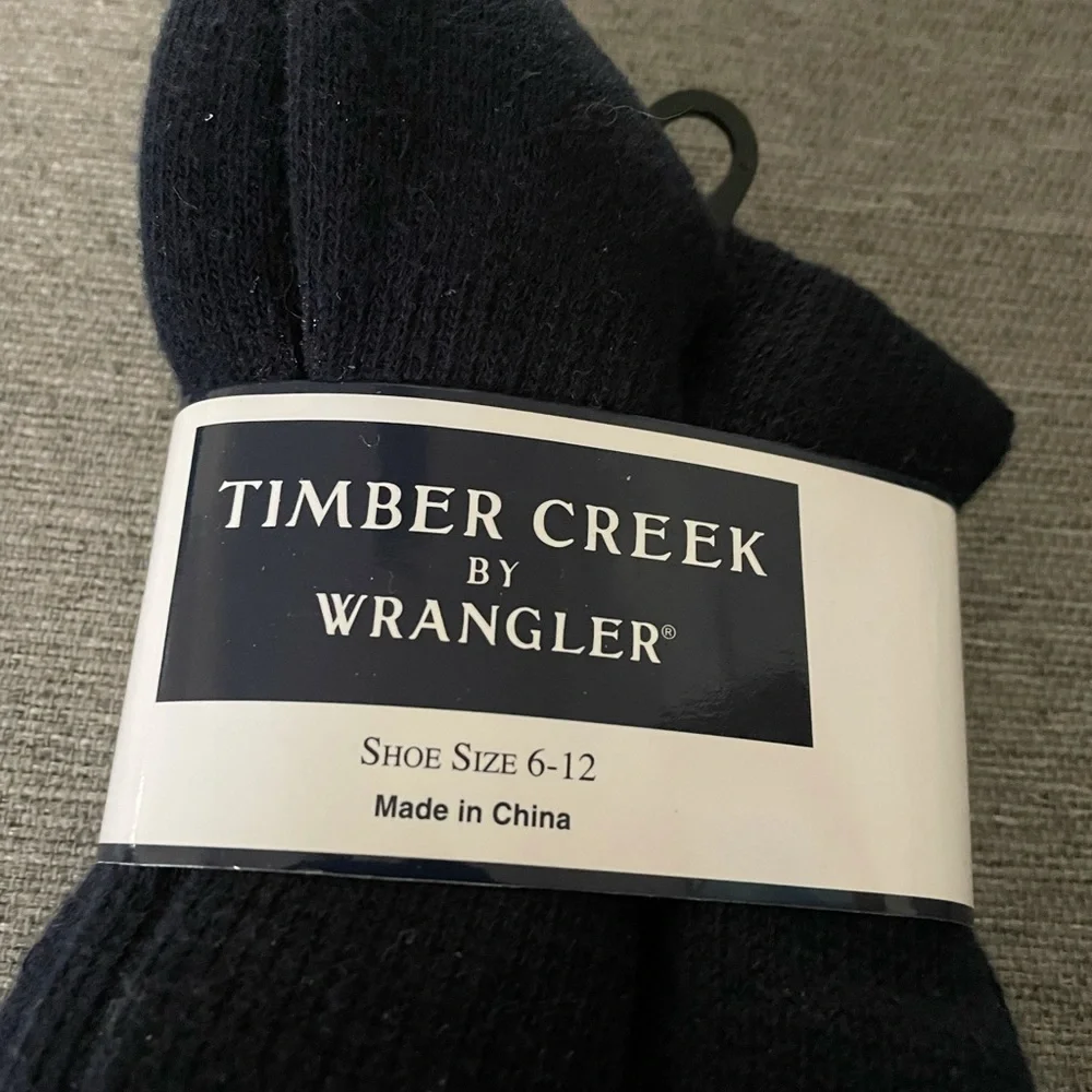 New Timber Creek by Wrangler Mens Black Knit 2 Socks Sz 6-12